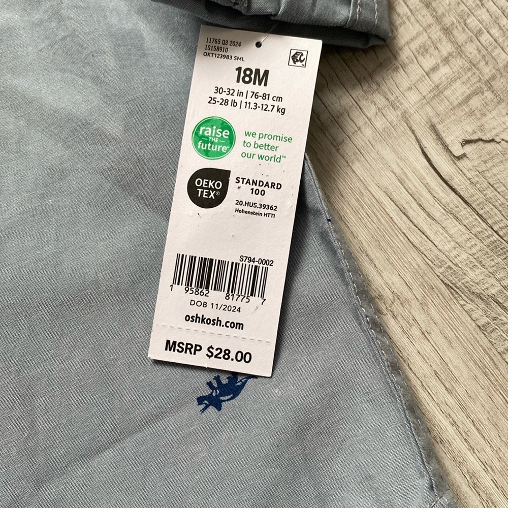 OshKosh B'gosh Gray and Blue Button Down Shirt - Picture 3 of 4